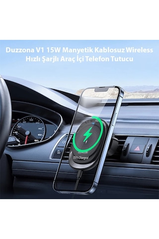 Duzzona V1 15w Manyetik Kablosuz Wireless Hızlı Şarjlı Araç İçi Telefon Tutucu- 5775 1