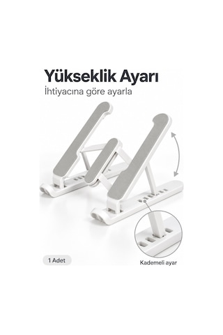 Katlanabilir Yükseklik Ayarlı Telefon Tablet Standı, Beyaz