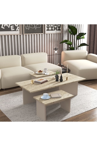 Novi Orta Sehpa , Servis , Zigon Sehpa Traverten Mermer Desen...