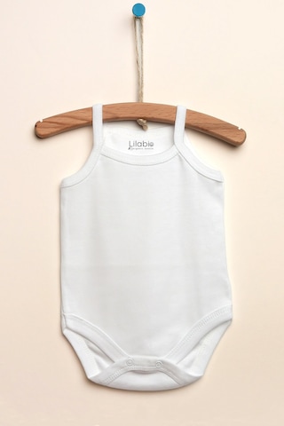 Lilabio %100 Organik Pamuk 5li Beyaz Askılı Bebek Body Beyaz