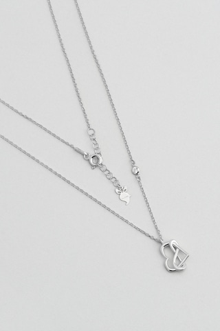 Sonsuz Aşk 18 Ayar Beyaz Altın Kaplama 45 Cm Gümüş Kalp Kolye