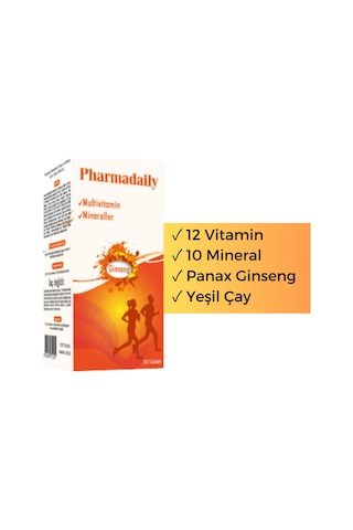 Pharmadaily Ginseng Içerikli Multivitamin Enerji 30 Tablet
