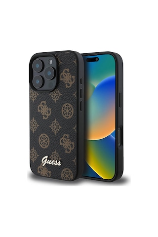 Apple Uyumlu iPhone 16 Pro Max Kılıf Guess Lisanslı Magsafe Şarj Özellikli Yazı Logolu Peony Siyah