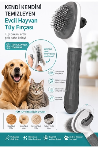 Jasper Otomatik Evcil Hayvan Tüy Toplama Tarağı Pratik Tuşlu Pet Fırçası Kedi Köpek Tüy Tarama Fırça