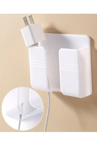 Duvara Yapışan Telefon Kumanda Tutucu Aparatı Beyaz