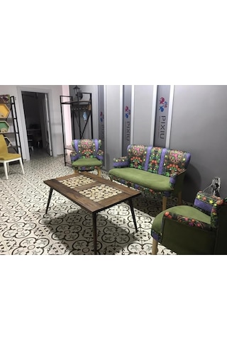 Azra Mobilya Çay Seti Koltuk Takımı -balkon Koltuğu -berjer-koltuk-oturma Grubu-bahçe Koltuğu Yeşil