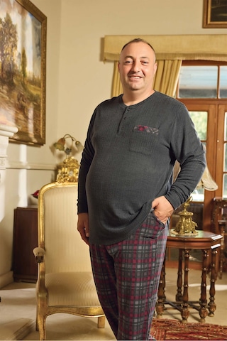 Aydoğan Erkek Emir Büyük Beden Kışlık Antrasit Pijama Takım 0786 Antrasit