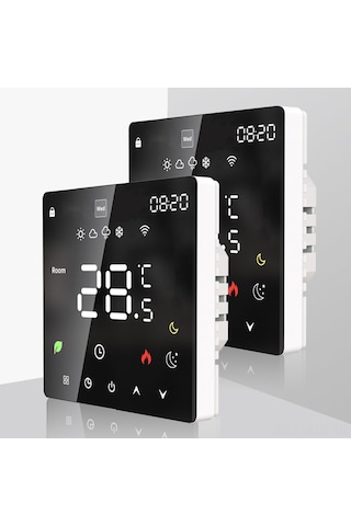 Jeehugo K6h16a Elektrikli Isıtıcı Termostati - Dokunmatik Led Ekran, Akıllı Programlama, Çocuk Kilidi, Ip20 Flam Yalıtımlı Pc, Ev Otomasyonu