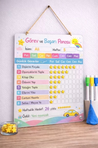 Kişiye Özel Montessori Görev Ve Başarı Panosu - Yaz-sil Hediyeli 30x40 Cm Kalem + Sticker05 Kişiye Özel Montessori Görev Ve Başarı Panosu - Yaz-sil Hediyeli 30x40 Cm Kalem + Sticker05