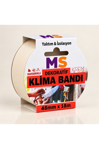 Yapışkansız Gerdir Ve Sar Klima Bandı Dekoratif Krem 48 Mm X 18 Metre İzolasyon Bantı Borusu
