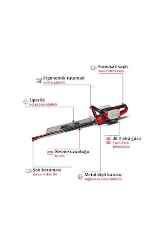 Einhell GE-CH 36/65 Li-Solo Akülü Çit Budama - 3410960