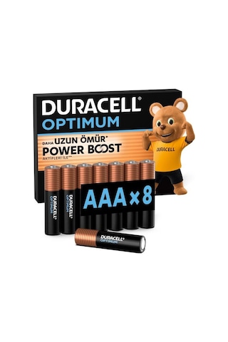 DURACELL OPTIMUM AAA Alkalin İnce Kalem Pil (8’li paket) – 1,5V