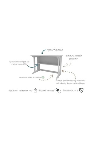 Beyaz Raflı Ders Çalışma Bilgisayar Masası, Modern Tasarım Abanoz - Beyaz