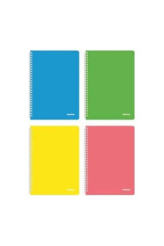 Mopak 60 Yp. Neon Serisi Pp Kapak Spiralli Defter - Çizgili - 4 Adet Beyaz