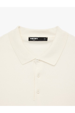 Koton Regular Fit Kol Detaylı Düğmeli Polo Yaka Kısa Kollu Triko Tişört Beyaz 6sam70005ht Beyaz
