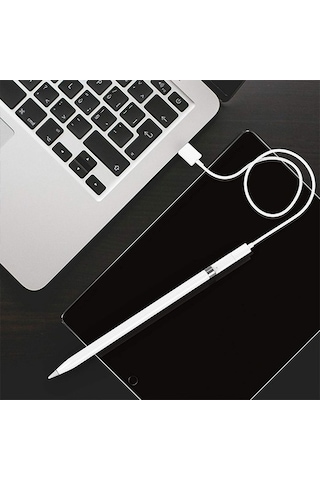 Ally Apple Uyumlu iOS Pen Pencil Kalem Usb Şarj Cihazı Lightning Adaptörü-Beyaz (364762889)