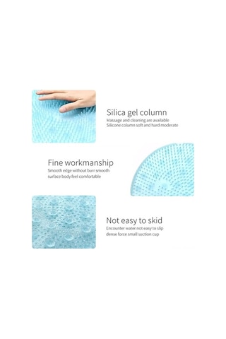 Pazly Tembel Silikon Banyo Masaj Fırçası, Kaymaz Masaj Pedi, Peeling Matı, Vakumlu Mavi Mavi