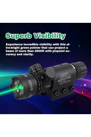 Mufunye Usb Şarjlı Yeşil Lazer Hedefleyici, Yüksek Güçlü Tactical Fener, Uzatılabilir Işın, Metal Gövde, 2600ft Görünürlük, Şarj Aleti Ve Tutucuları Dahil Siyah