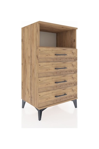 Hyperion Komodin Tek Raflı 4 Çekmeceli 60x44x106 Çam-çam Çam