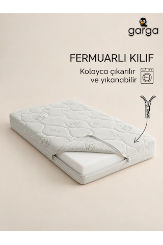 Garga Premium 10 CM Çocuk Yatağı Bebek Yatağı - Yünlü Ortopedik Park Yatak, Beşik & Anne Yanı Uyumlu 55 x 110