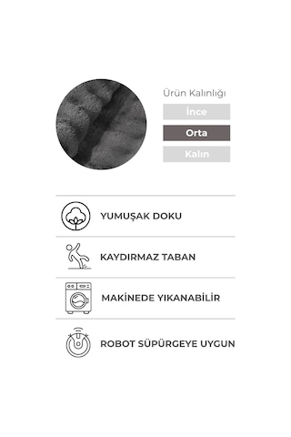2 Li Peluş Bubble Banyo Paspas Seti 60x100+50x60 Cm Kaymaz Lateks Taban, Yumuşak Yüzey, Yıkanabilir Antrasit