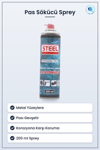 Pas Sökücü Sprey 200 Ml Metal Yüzey Temizleyici Yağlayıcı Koruyuc