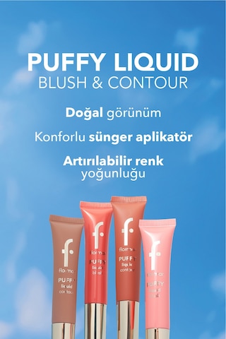 Flormar Puffy Liquid Nemlendirici Etkili & Parlak Bitişli Sünger Aplikatörlü Likit Allık 003 Rosy Glow
