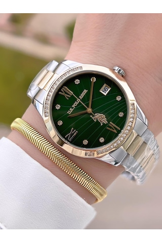 U.s.polo Assn Çelik Kordon 5 Atm Suya Dayanıklı Kadın Kol Saati+bileklik Hediyeli Uspa.2059.b08