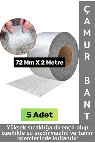 Ultra Güçlü Su Geçirmez Isıya Dayanıklı Alüminyum İzolasyon Tamirat 72 Mm X 2 Metre Çamur Bant 5 Adt