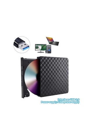 Sones 633 Eşkenar Dörtgen Desenli Usb3.0 Bilgisayar Dizüstü Bilgisayar Harici Optik Sürücü Yazıcı Dvd Yazma
