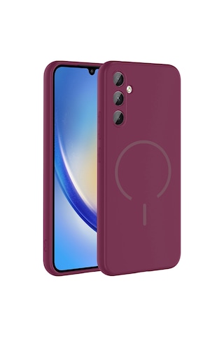 Zore Samsung Galaxy Uyumlu A24 Kılıf M-safe Şarj Özellikli Omsy Meta Kapak - Rose Pembe