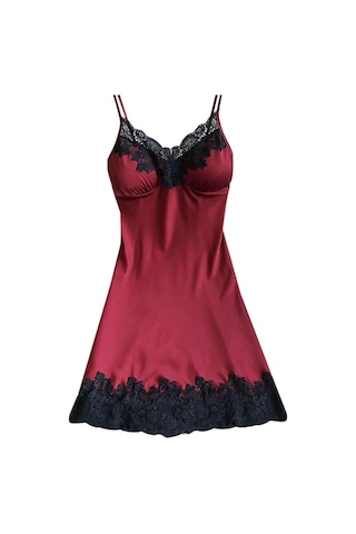 Saten Pijamalar Kadın Bayan Kıyafeti Gecelik Seksi İç Çamaşırı Göğüs Pedleri İle Şarap