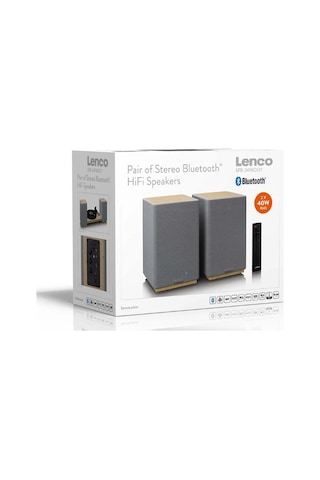 Lenco Spb-241wdgy - Hifi Stereo Bluetooth Hoparlör Çifti - Şık Tasarımda Güçlü Ses - Ahşap/gri