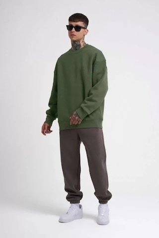 Veraura Lifestyle Unisex Biskilet Yaka Üç İplik Sweatshirt - Haki