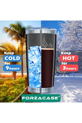 Forzacase Çift Katmanlı Paslanmaz Çelik Pipet Girişli 600ml Sıcak Soğuk Tutan Bardak Termos Mug - Fc1142 Siyah