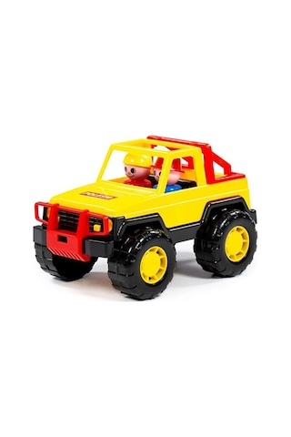 Safari Jeep Aracım 22 Cm 2 İnsan Figürlü Eğlenceli Ve Dayanıklı Çocuk Arazi Aracı Sarı