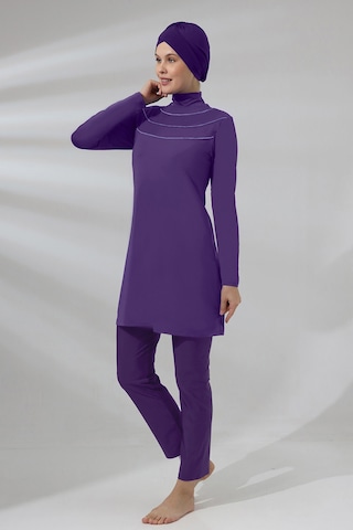 Büyük Beden Likralı Tam Kapalı Tesettür Mayo 1286-23 Mor Mor