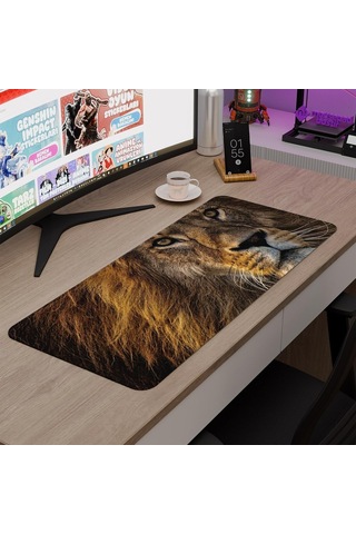 Aslan Oyuncu Gaming Mouse Pad Kauçuk Kaymaz Taban Mousepad V5, 70x30 Xl