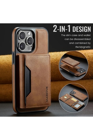 Willowhaven İphone Uyumlu 13 Pro Max Yeşil Manyetik Cüzdan Kılıfı 8 Kart Bölmeli Çıkarılabilir Şarj Standlı Kılıf