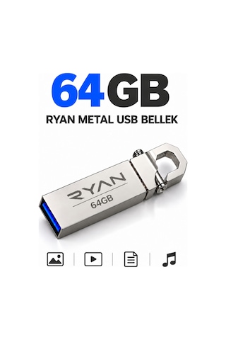 128 Gb Metal Usb Bellek Flash Disk Usb 3.0 Flash Bellek Anahtarlıklı