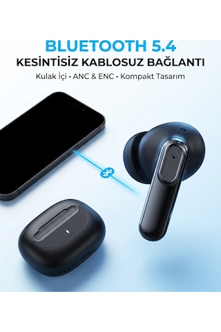 Bezos Snk-9000 Siyah Anc & Enc Kablosuz Bluetooth Kulaklık 5.4 Kulak İçi Kulaklık Nıda