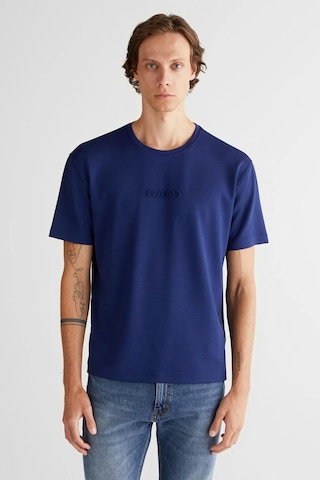 Gant Erkek Mavi Emboss C-neck T-shirt-11407 Mavi