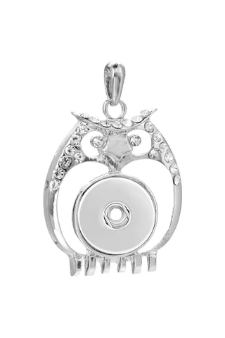 Soulader Yapışkan Snap Düğme Mekanizmalı Işıltılı Kristal Taş Detaylı Şık Metal Baykuş Figürlü Kolye Aksesuarı Çok REnkli