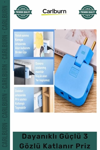 3lüpriz Şık Modern Tasarım Çoklu Elektrik Ünitesi Dayanıklı Pratik Güçlü 3 Gözlü Katlanır Priz