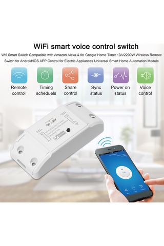 Mufunye 10a Wifi Akıllı Anahtar Modülü - Akıllı Yaşam/tuya Uygulaması İle Uzaktan Kontrol, Zamanlama Ve Google Home/alexa Ses Komutu Desteği