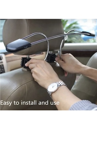 Point Oto Araç Koltuk Arkası Araba Koltuk Elbise Askısı Metal Krom Elbise Askılık Gri