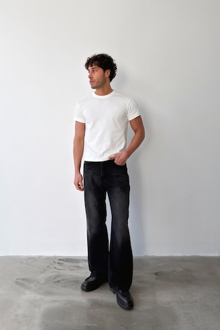 Flaw Yıkamalı Lazer Baskı İspanyol Paça Jean-29648 Siyah