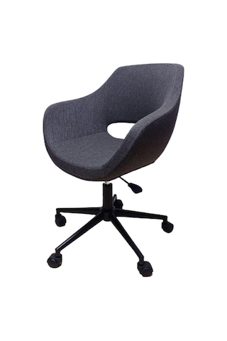 Ofis Koltuğu Çalışma Sandalyesi Kahverengi Renk Keten Kumaş Döküm