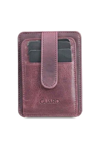 Guard Dikey Crazy Bordo Hakiki Deri Kartlık Erkek / Kadın P5171 Bordo