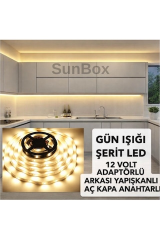 Şerit Led Mutfak Dolabı Tezgah Üstü Tv Arkası Tam Set Adaptörlü Butonlu 5 Metre Günışığı Gün Işığı 3000-3200K -Şeffaf Şerit Led Mutfak Dolabı Tezgah Üstü Tv Arkası Tam Set Adaptörlü Butonlu 5 Metre Günışığı Gün Işığı 3000-3200K -Şeffaf